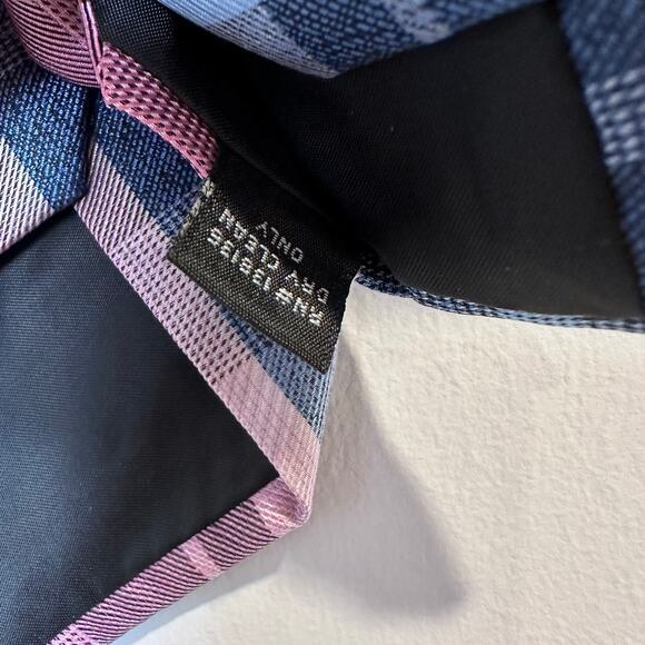 Bespoke NWT Regular Men's Patterned Tie in Pink Adams, Pink and Blue Plaid - Picture 4 of 4